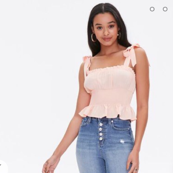 Forever 21 | Tie-Strap Ruffle Top in Peach - Picture 2 of 5